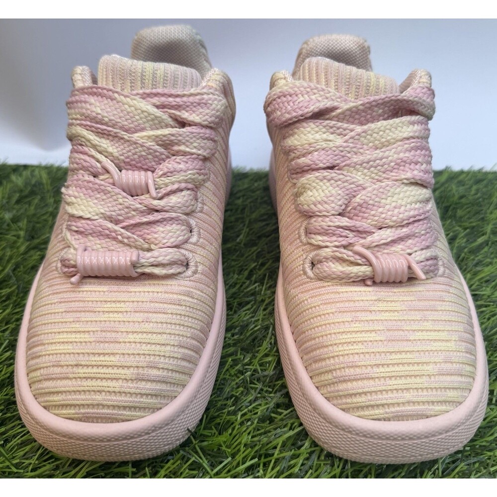 Burberry Pink Check Knit Sneakers Womens 6.5 US 36.5 EU Luxury Shoes - Picture 3 of 14